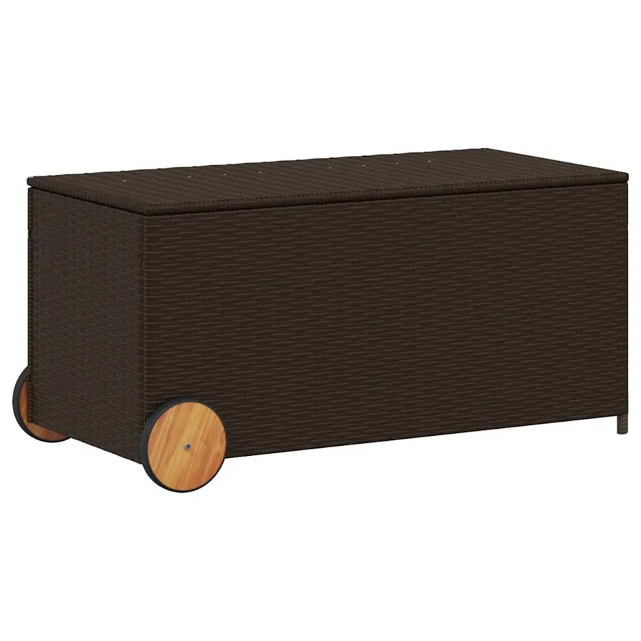 Boîte de rangement de jardin et roues marron 190L poly rotin - 2