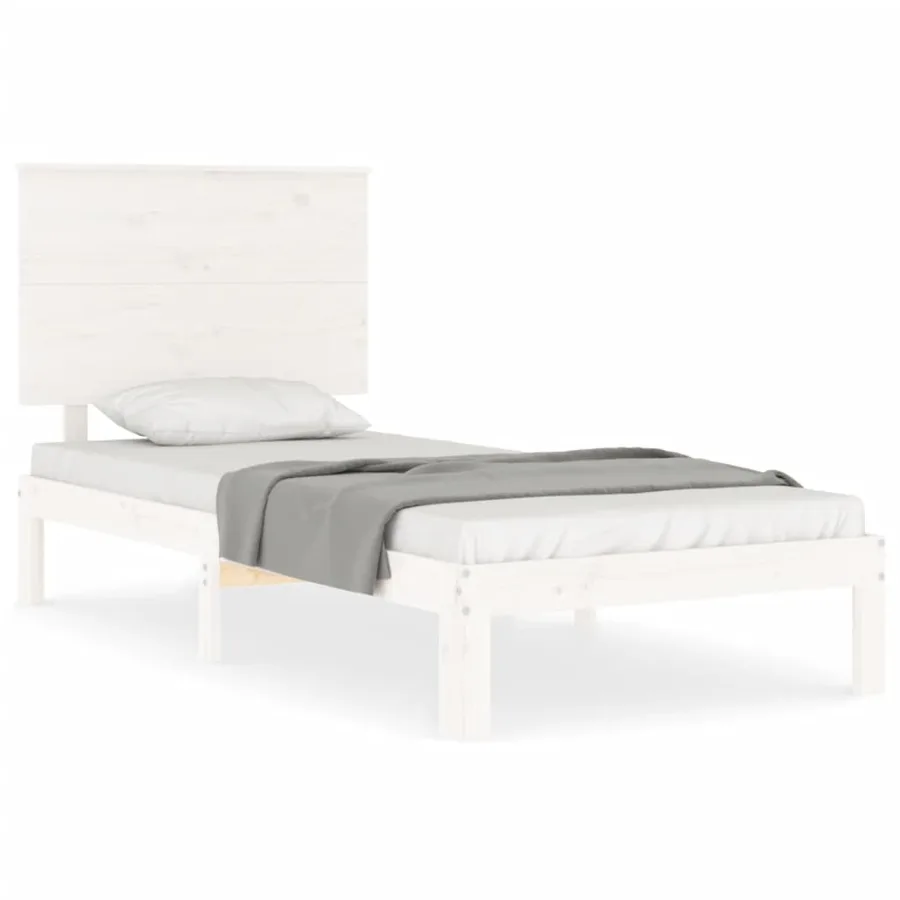 Cadre de lit sans matelas blanc 100x200 cm bois de pin massif - 2