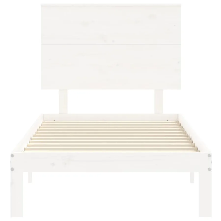 Cadre de lit sans matelas blanc 100x200 cm bois de pin massif - 6