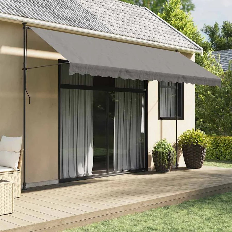 Auvent rétractable anthracite 400x150 m tissu et acier