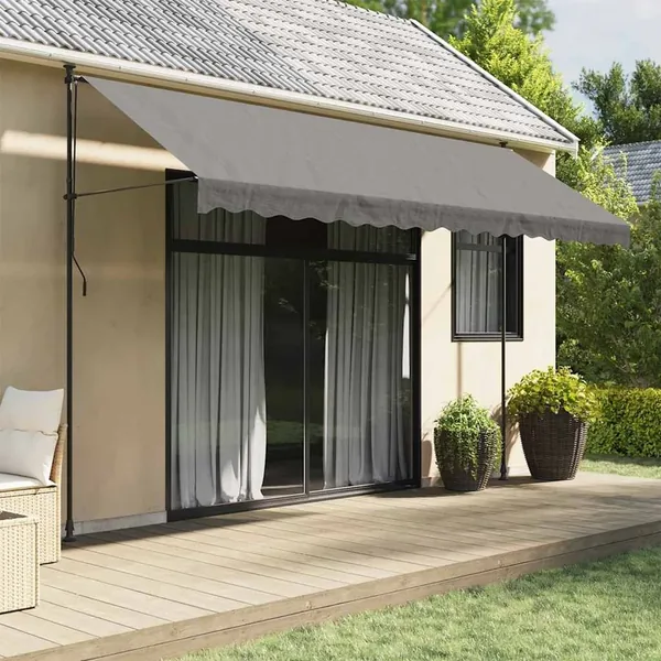 Auvent rétractable anthracite 400x150 m tissu et acier