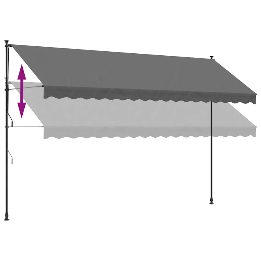 Auvent rétractable anthracite 400x150 m tissu et acier - 9