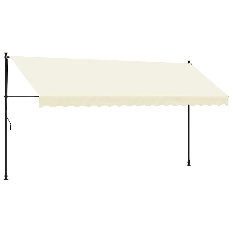 Auvent rétractable crème 400x150 m tissu et acier - 2