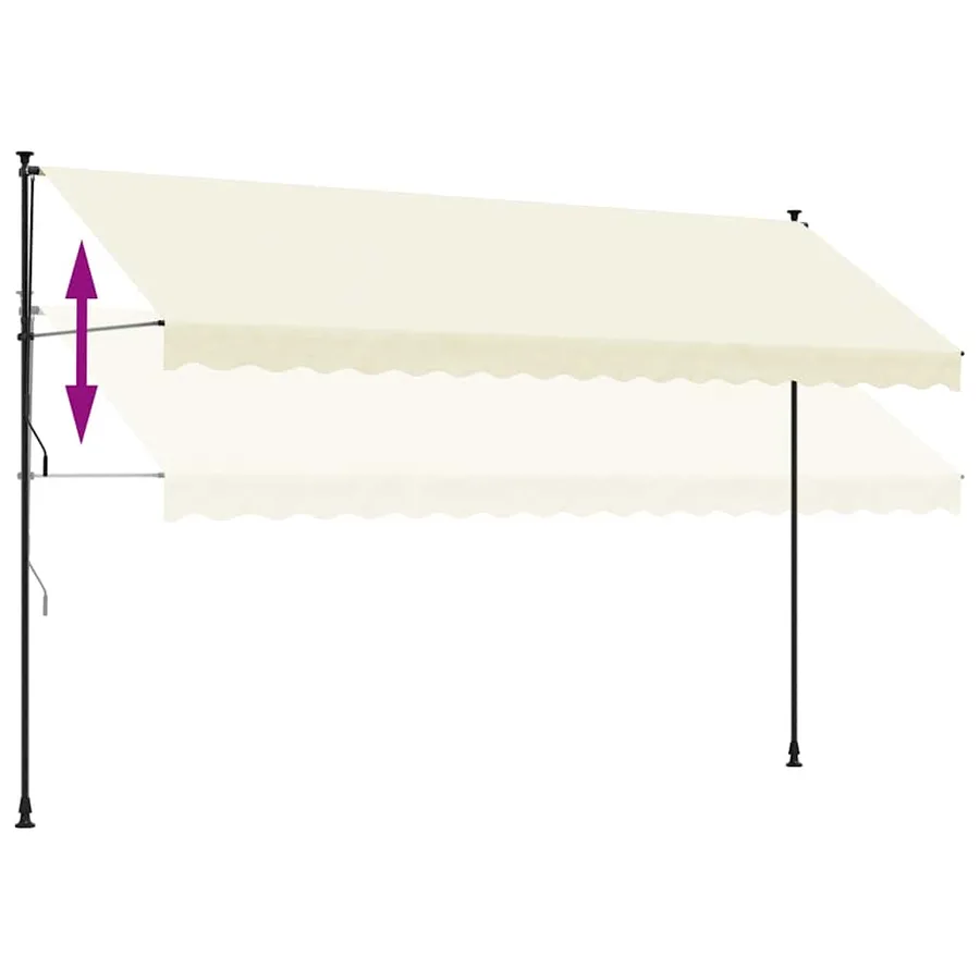 Auvent rétractable crème 400x150 m tissu et acier - 9
