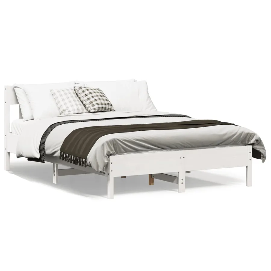 Cadre de lit sans matelas blanc 160x200 cm bois de pin massif - 2