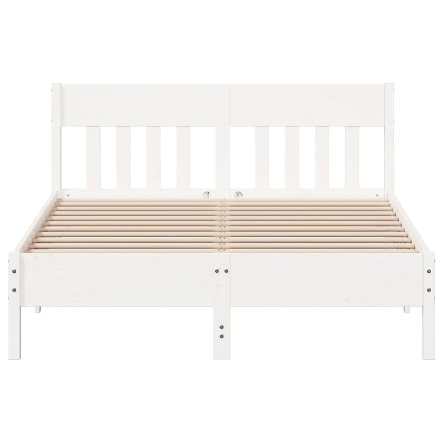 Cadre de lit sans matelas blanc 160x200 cm bois de pin massif - 4