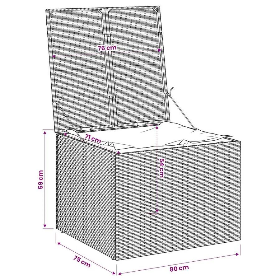 Boîte de rangement de jardin gris 291L résine tressée - 10