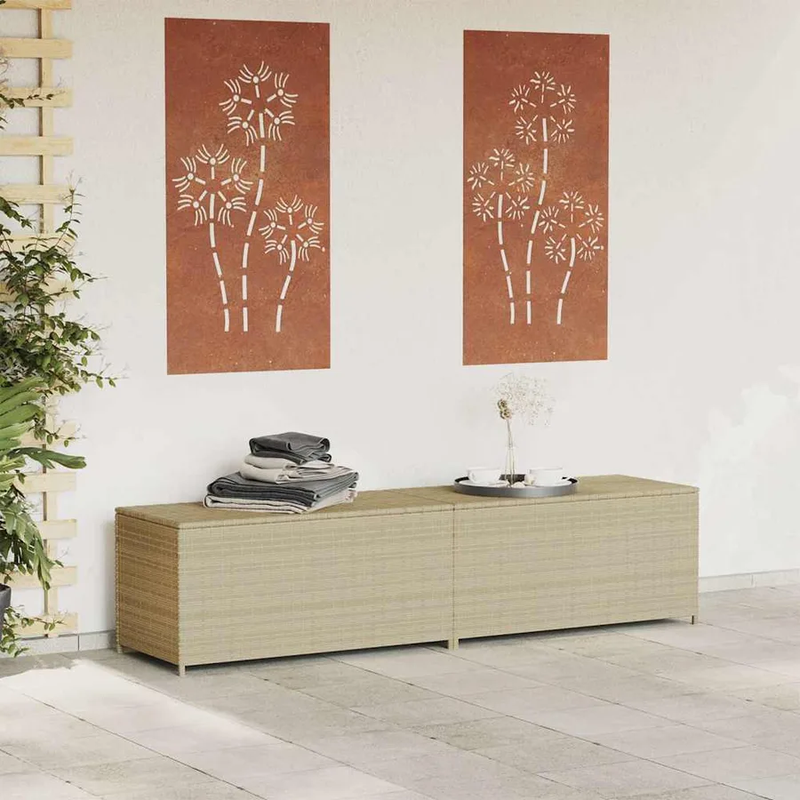 Boîte de rangement de jardin mélange beige 469L résine tressée - 3