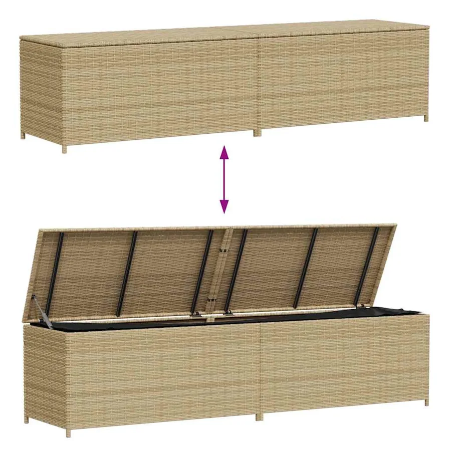 Boîte de rangement de jardin mélange beige 469L résine tressée - 7