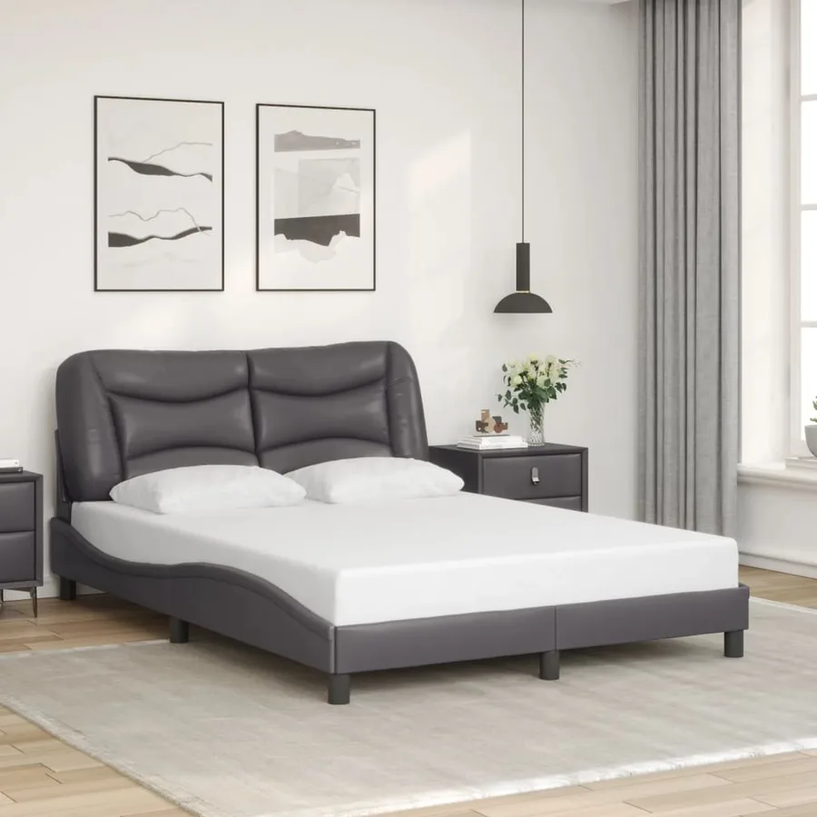 Cadre de lit avec LED sans matelas Hvar gris 120x200 cm - 4
