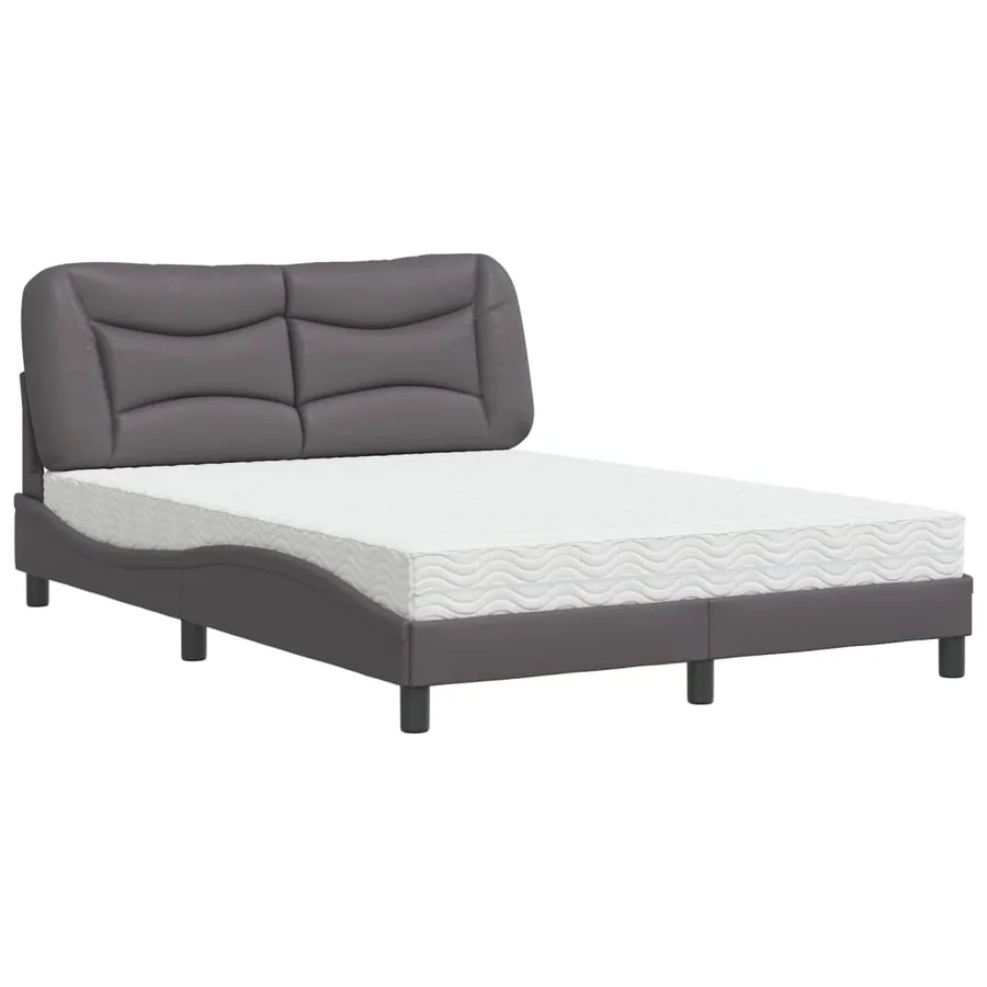 Lit avec matelas Hvar gris 120x200 cm similicuir - 2