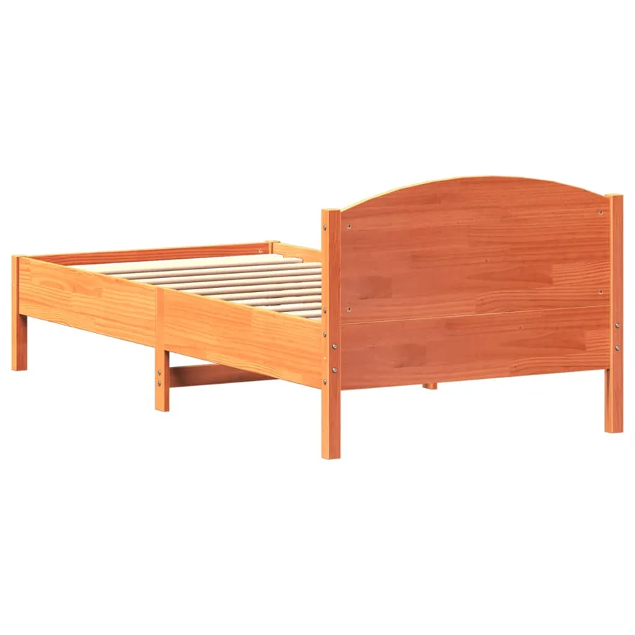 Cadre de lit sans matelas cire marron 90x200 cm bois pin massif - 6