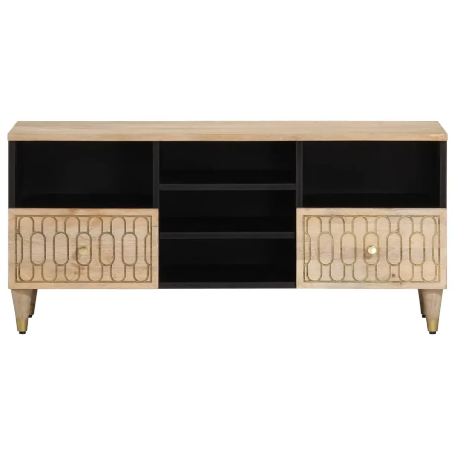 Meuble TV 100x33x46 cm bois massif de manguier - 3
