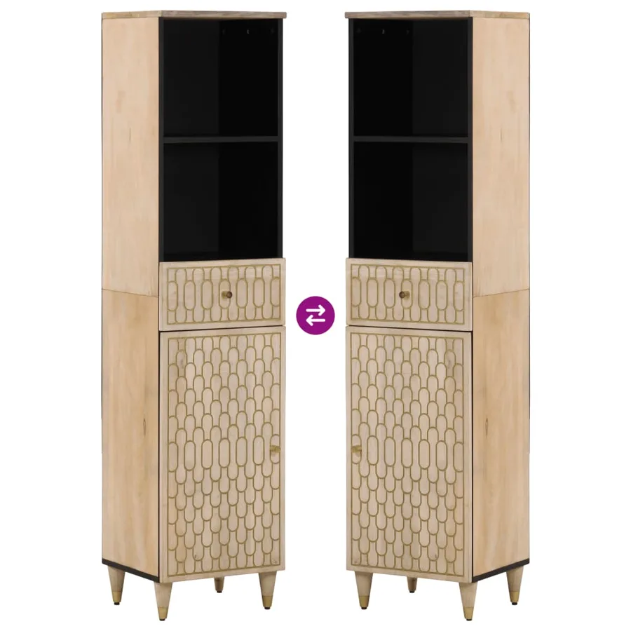 Armoire de salle de bain 38x33x160 cm bois massif de manguier - 6