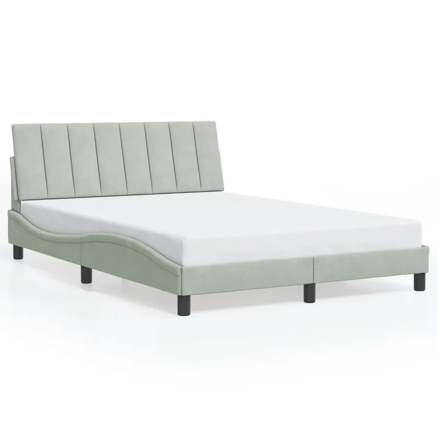 Cadre de lit avec LED sans matelas Hanko gris clair 120x200cm velours - 5