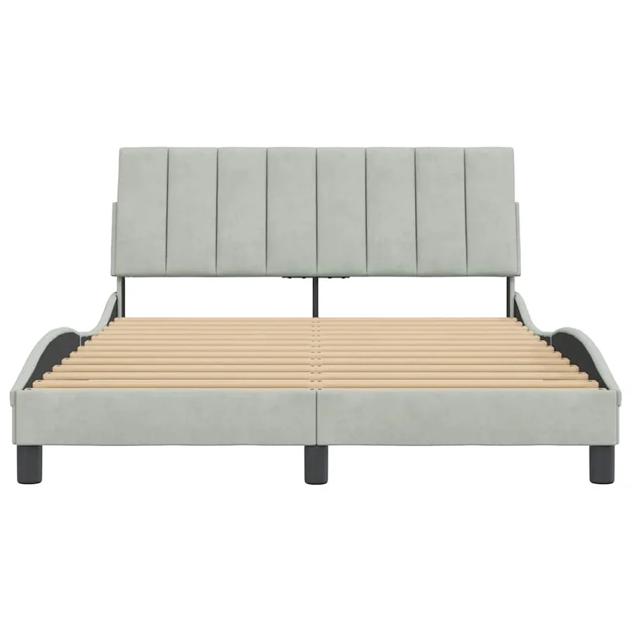 Cadre de lit sans matelas Hanko gris clair 120x200 cm velours - 5