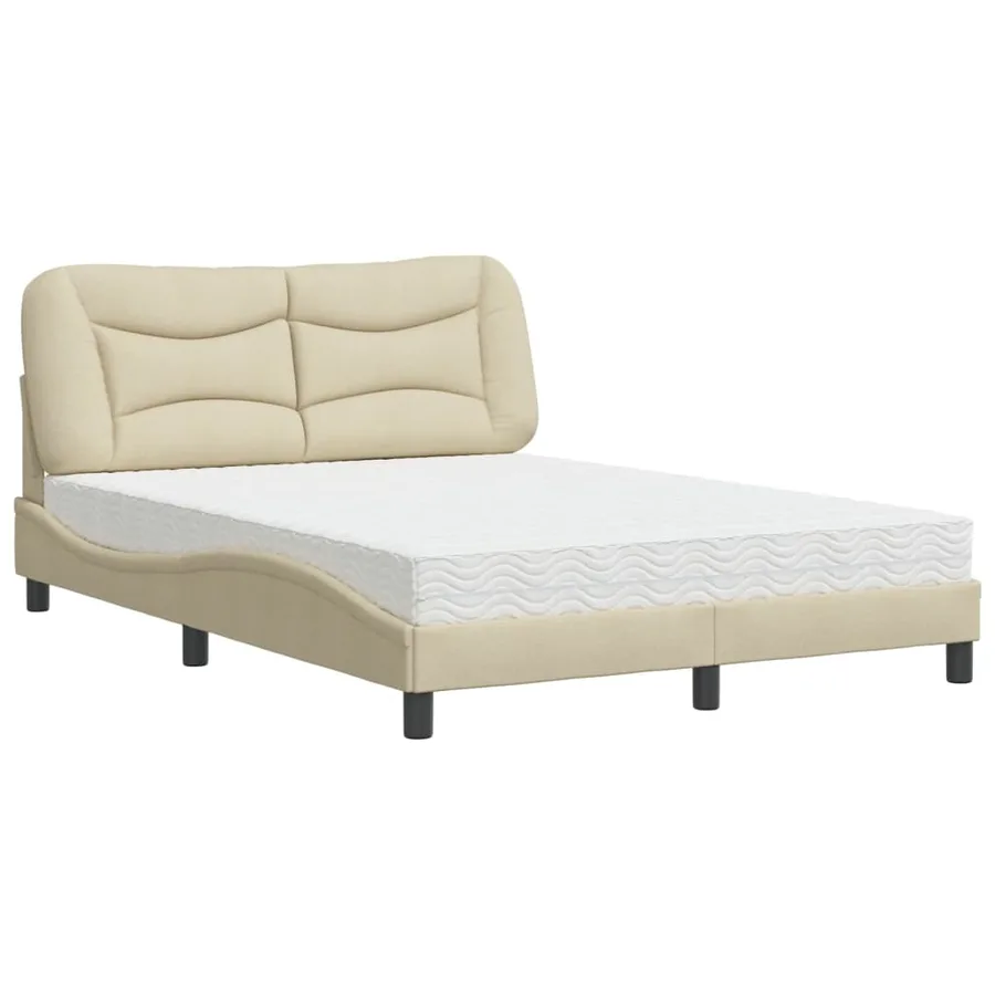 Lit avec matelas Hvar crème 120x200 cm tissu - 2