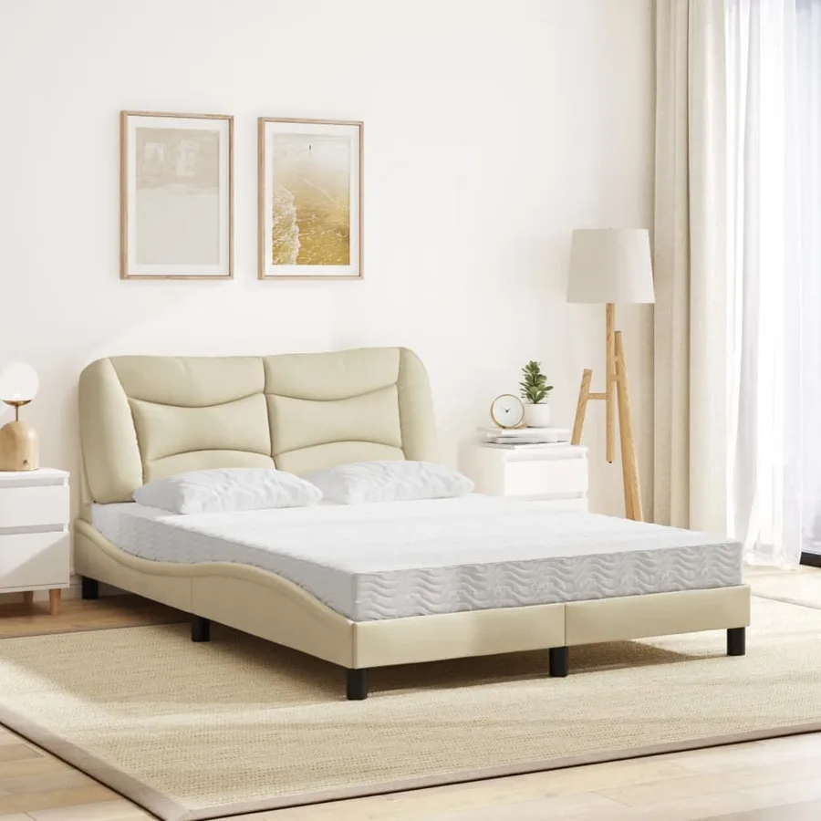 Lit avec matelas Hvar crème 120x200 cm tissu - 3