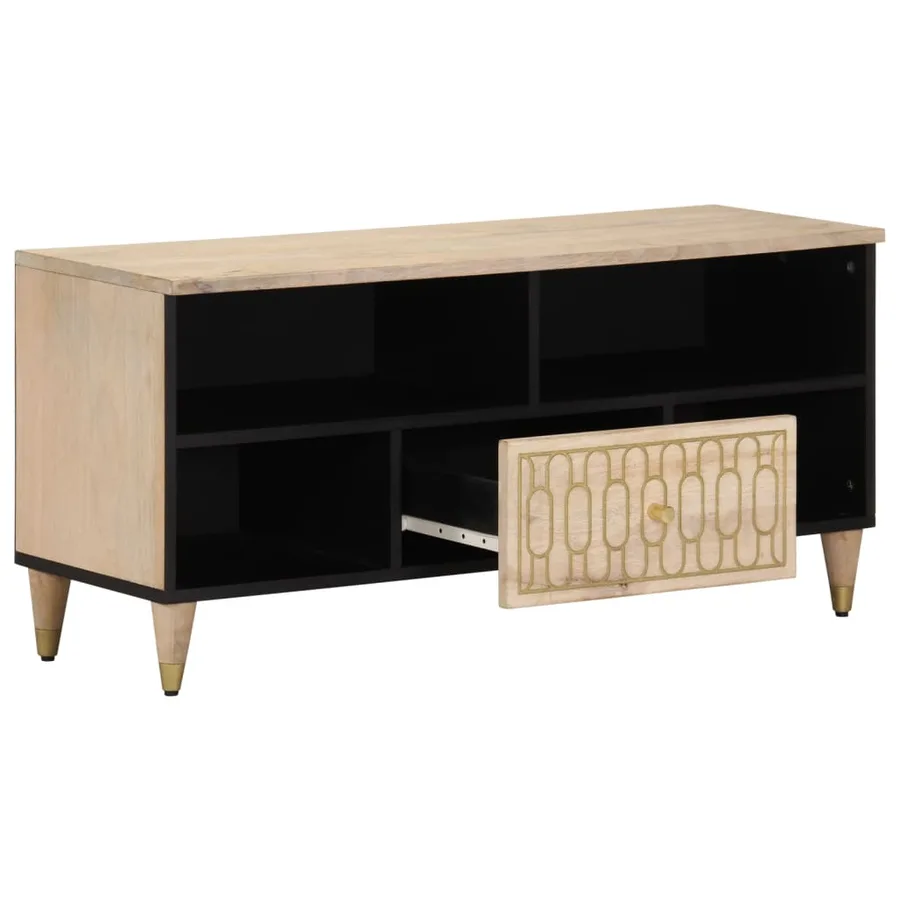 Meuble TV 100x33x46 cm bois massif de manguier - 2