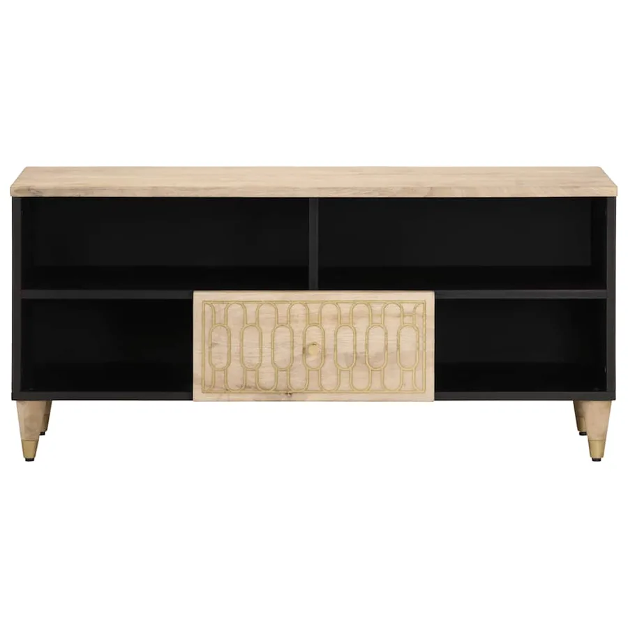 Meuble TV 100x33x46 cm bois massif de manguier - 3