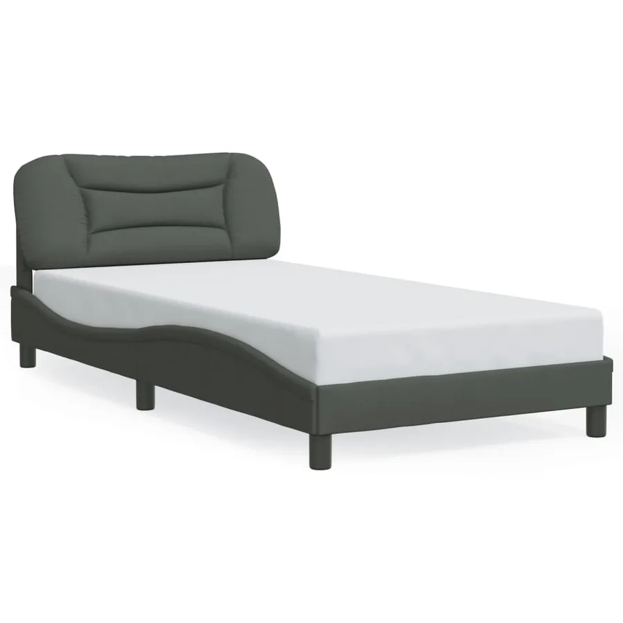 Cadre de lit avec LED sans matelas Hvar gris foncé 100x200 cm tissu - 5