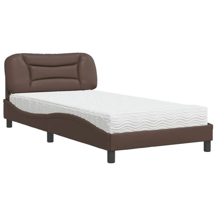 Lit avec matelas Hvar marron 100x200 cm similicuir - 2