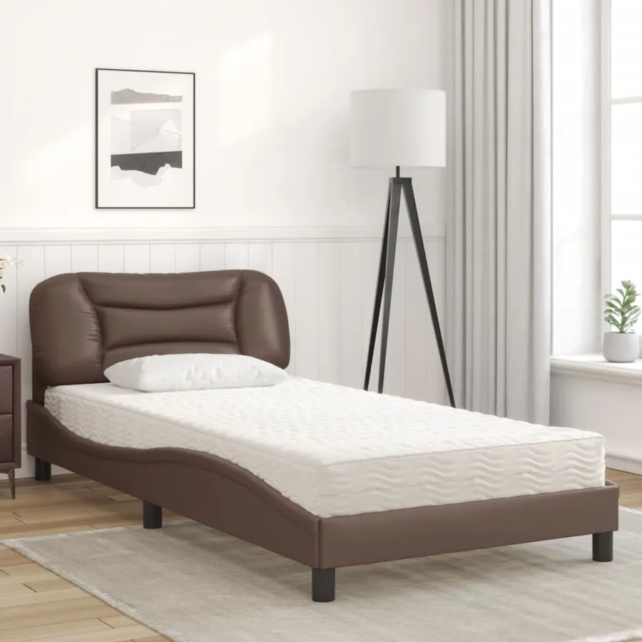 Lit avec matelas Hvar marron 100x200 cm similicuir - 3