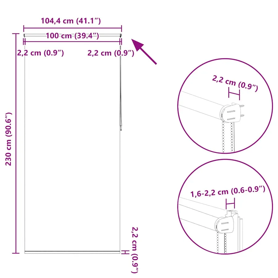 Store enrouleur occultant 104,4 x 230 cm, largeur du tissu 100 cm, blanc cassé - 18