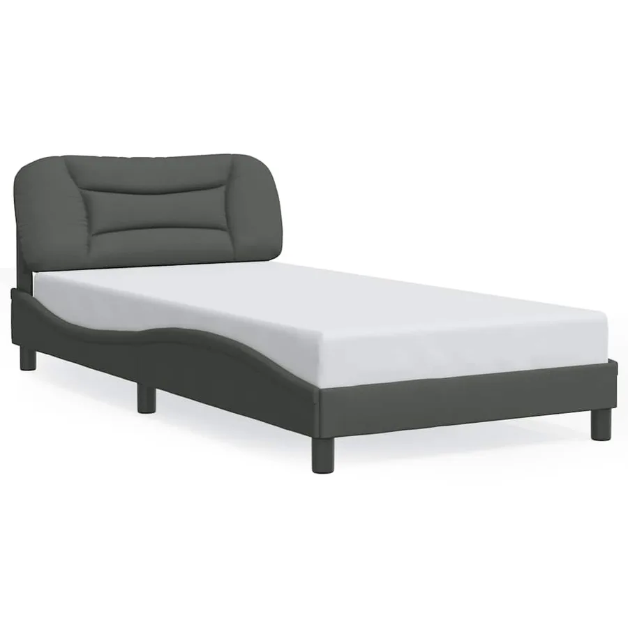 Cadre de lit sans matelas Hvar gris foncé 100x200 cm tissu - 2