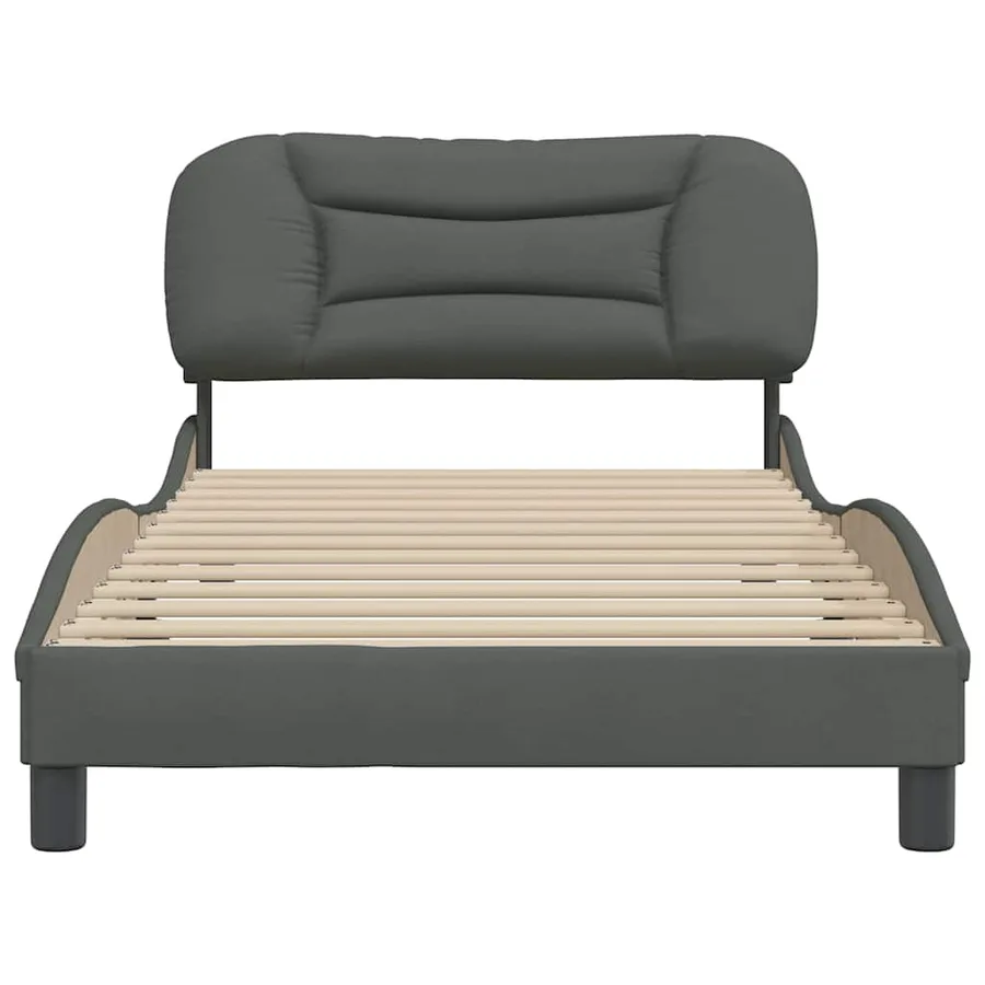 Cadre de lit sans matelas Hvar gris foncé 100x200 cm tissu - 4