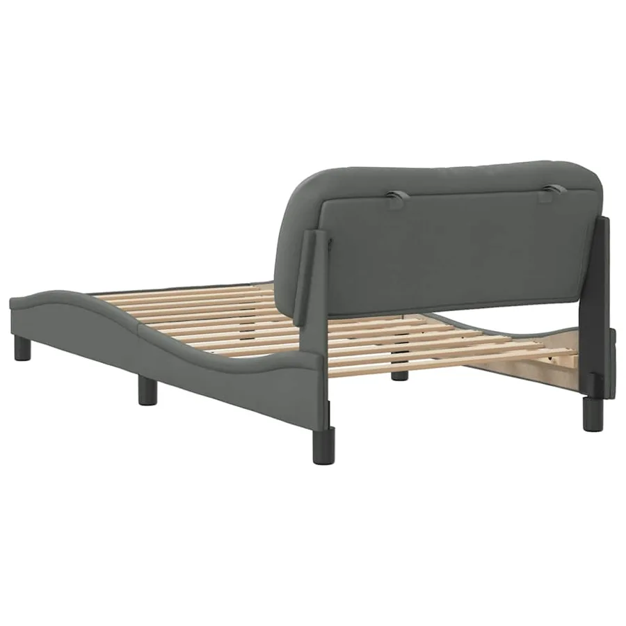 Cadre de lit sans matelas Hvar gris foncé 100x200 cm tissu - 6