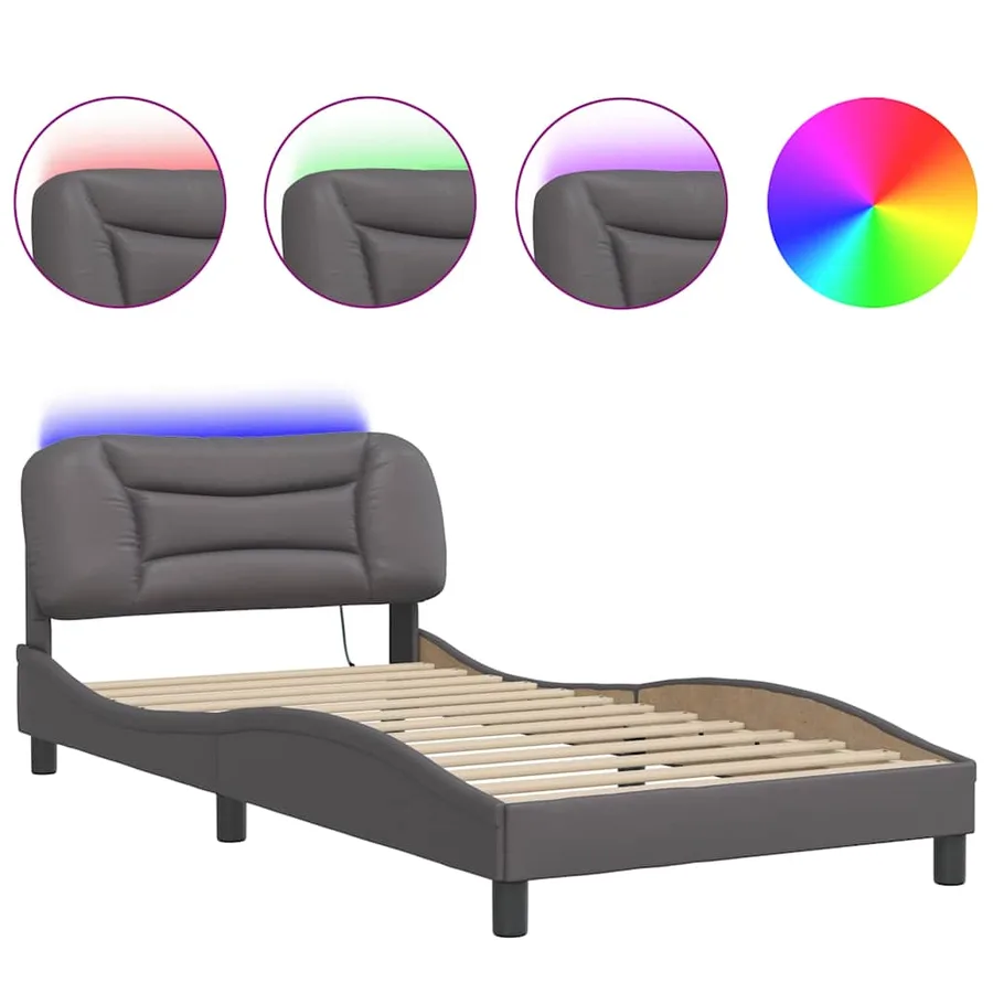 Cadre de lit avec LED sans matelas Hvar gris 100x200 cm - 2