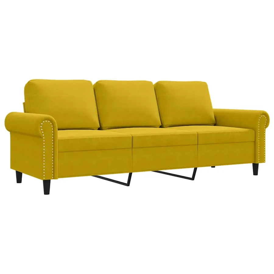 Canapé à 3 places Jaune 180 cm Velours - 2