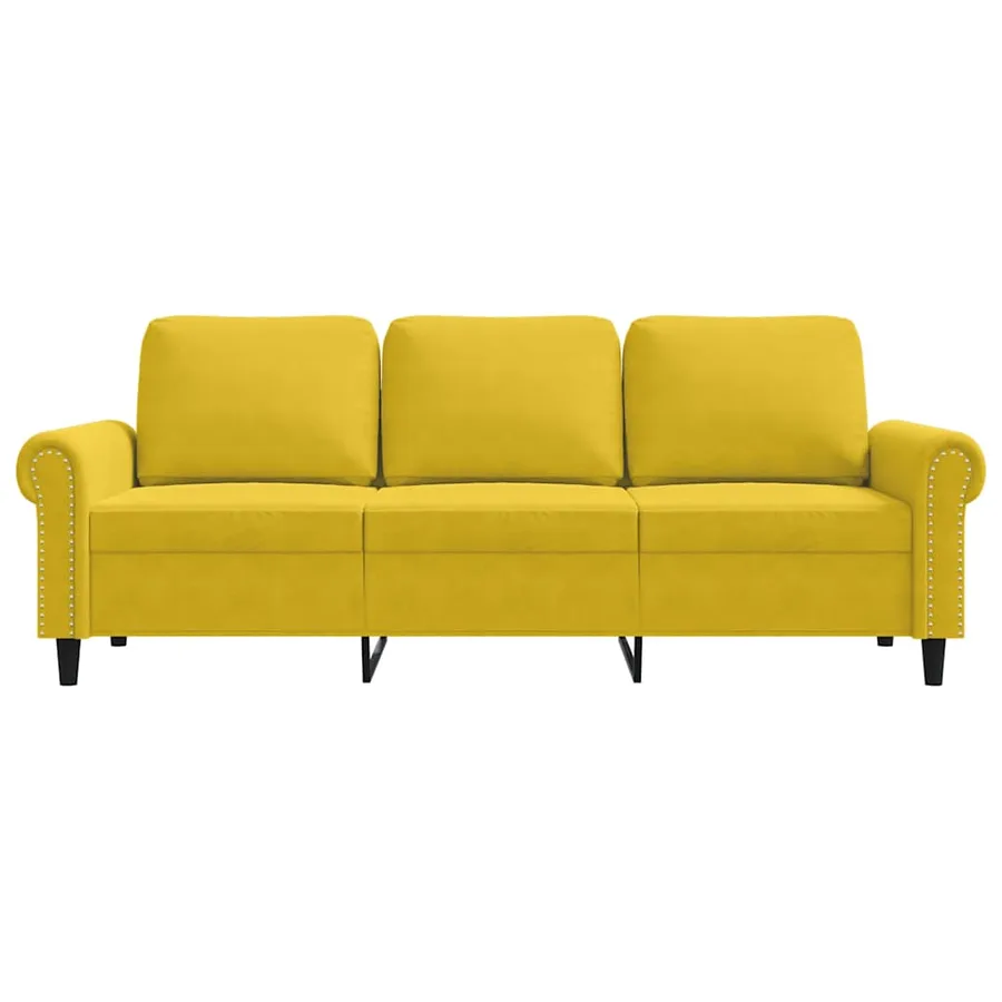 Canapé à 3 places Jaune 180 cm Velours - 4