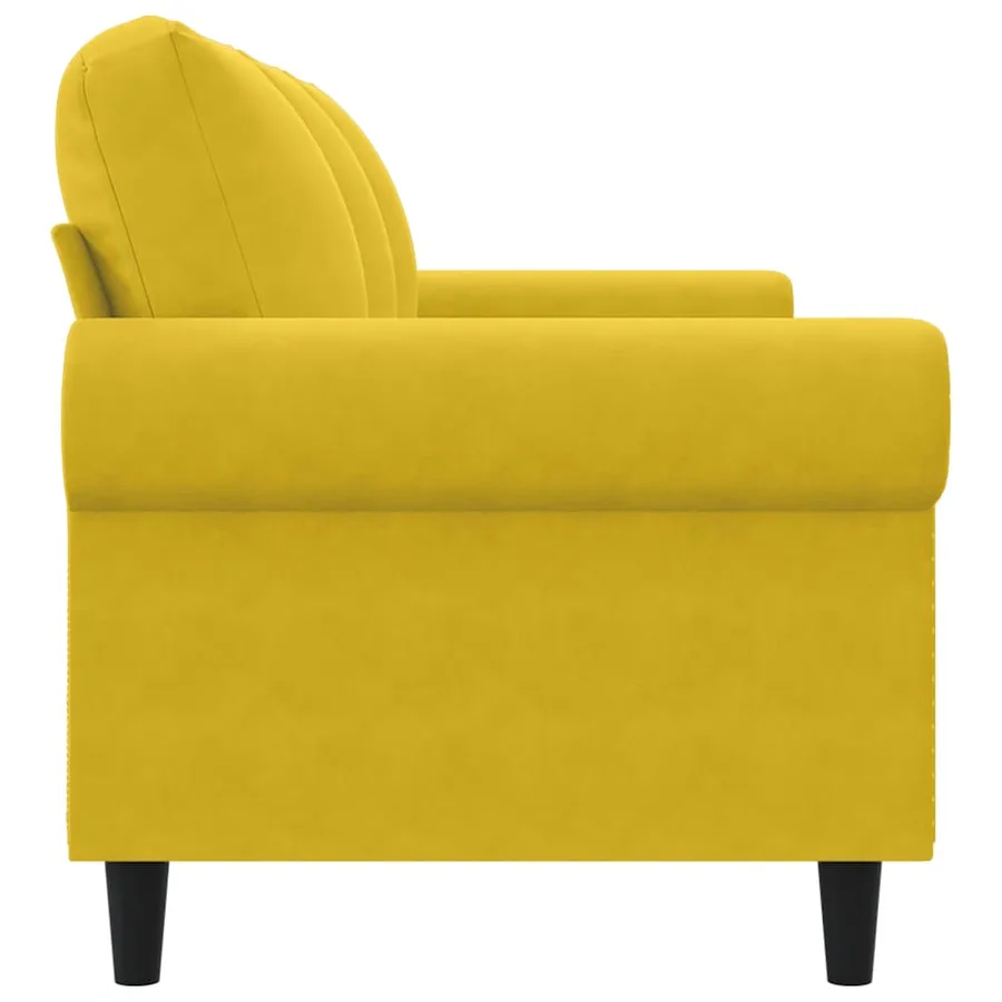 Canapé à 3 places Jaune 180 cm Velours - 5