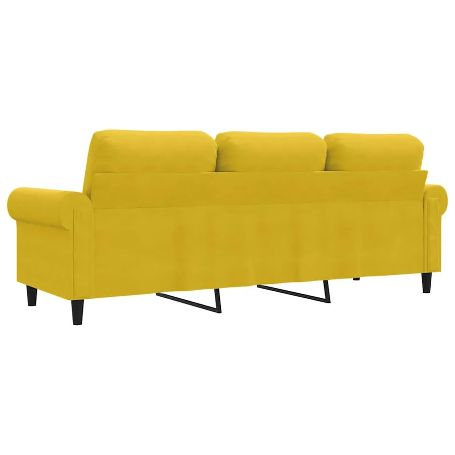 Canapé à 3 places Jaune 180 cm Velours - 6