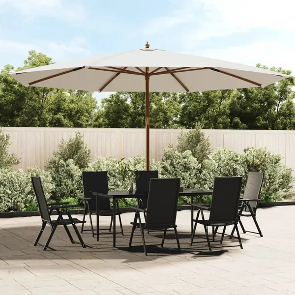Parasol de jardin avec mât en bois sable 400x273 cm