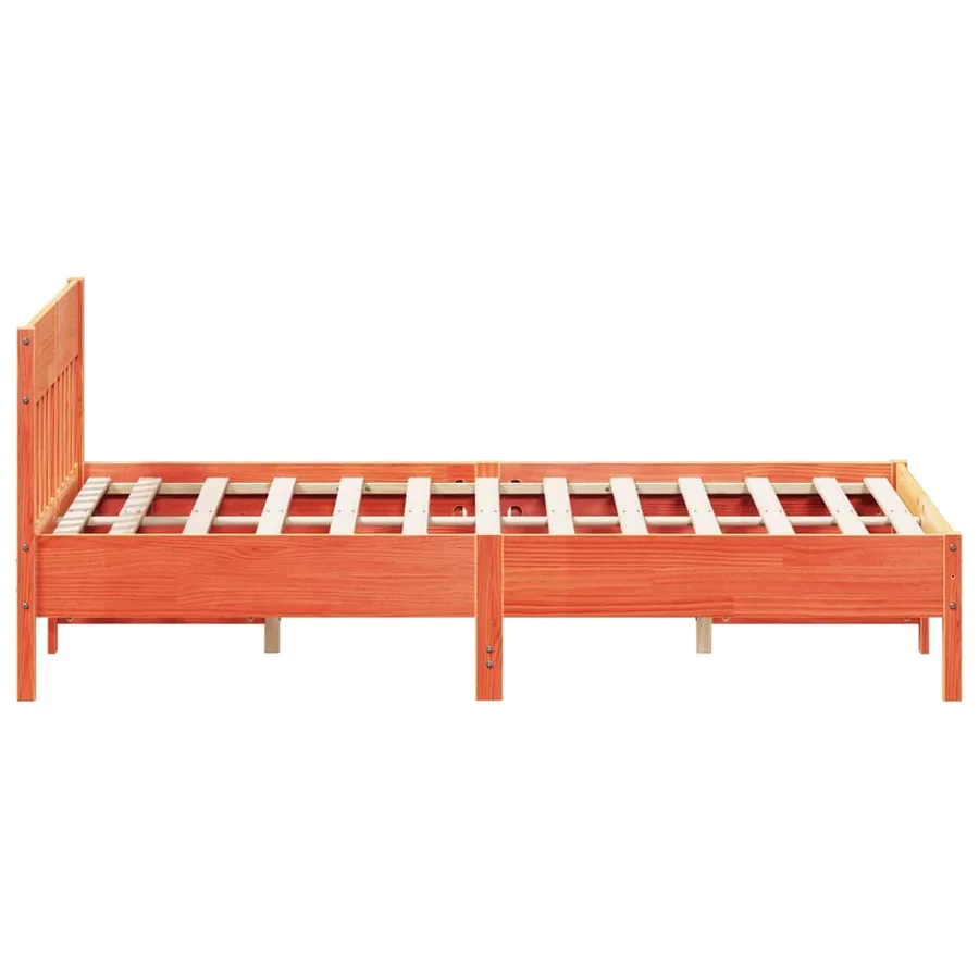 Cadre de lit sans matelas cire marron 140x200cm bois pin massif - 5