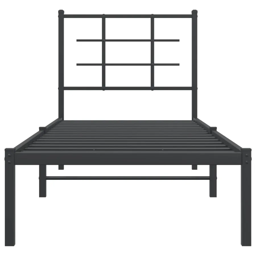 Cadre de lit métal sans matelas avec tête de lit noir 75x190 cm - 5
