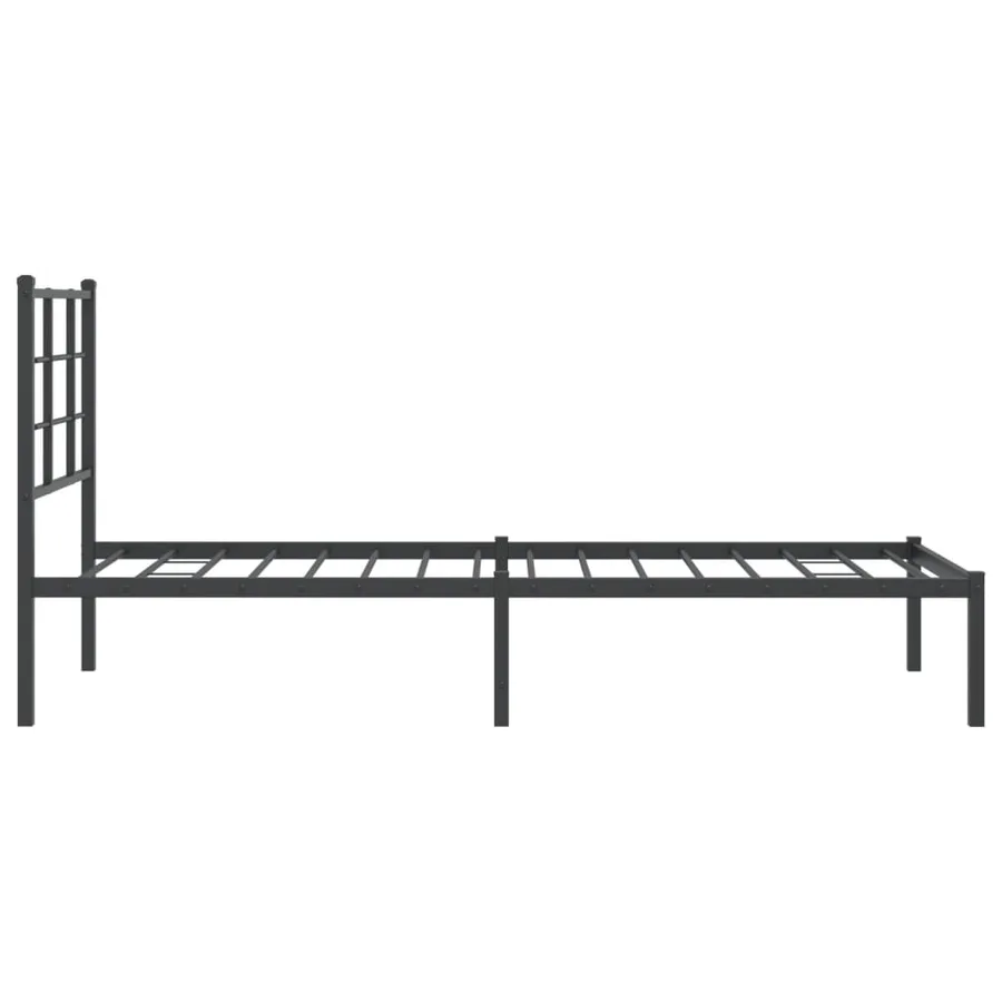 Cadre de lit métal sans matelas avec tête de lit noir 75x190 cm - 6