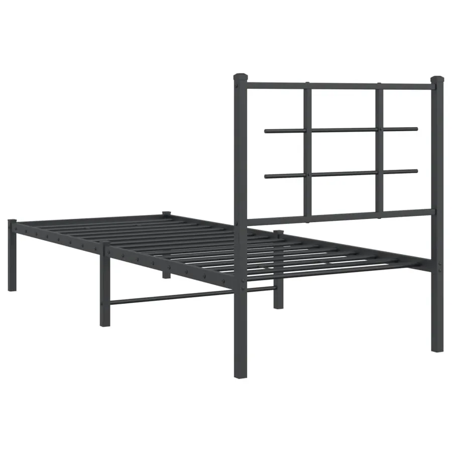 Cadre de lit métal sans matelas avec tête de lit noir 75x190 cm - 7