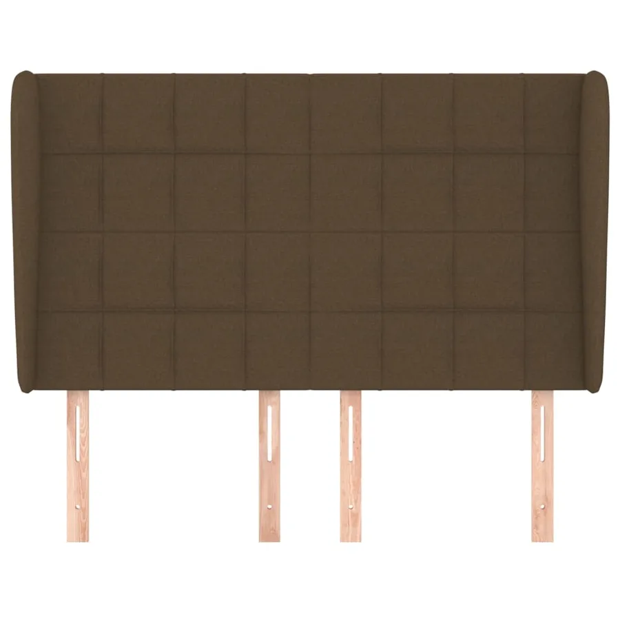 Tête de lit avec oreilles Marron foncé 147x23x118/128 cm Tissu - 3