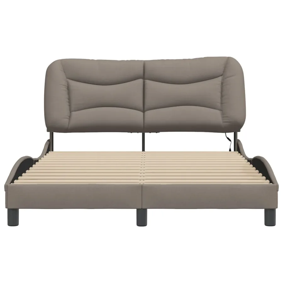 Cadre de lit avec LED sans matelas Hvar taupe 140x190 cm tissu - 5