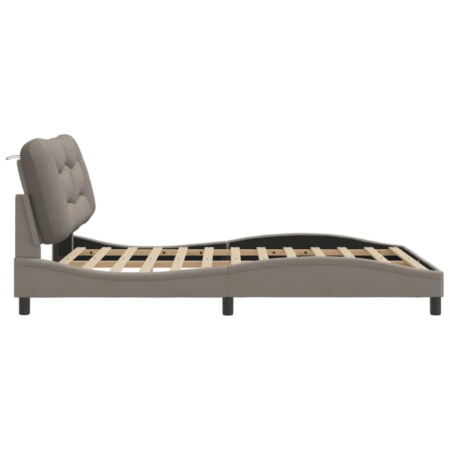 Cadre de lit avec LED sans matelas Hvar taupe 140x190 cm tissu - 7