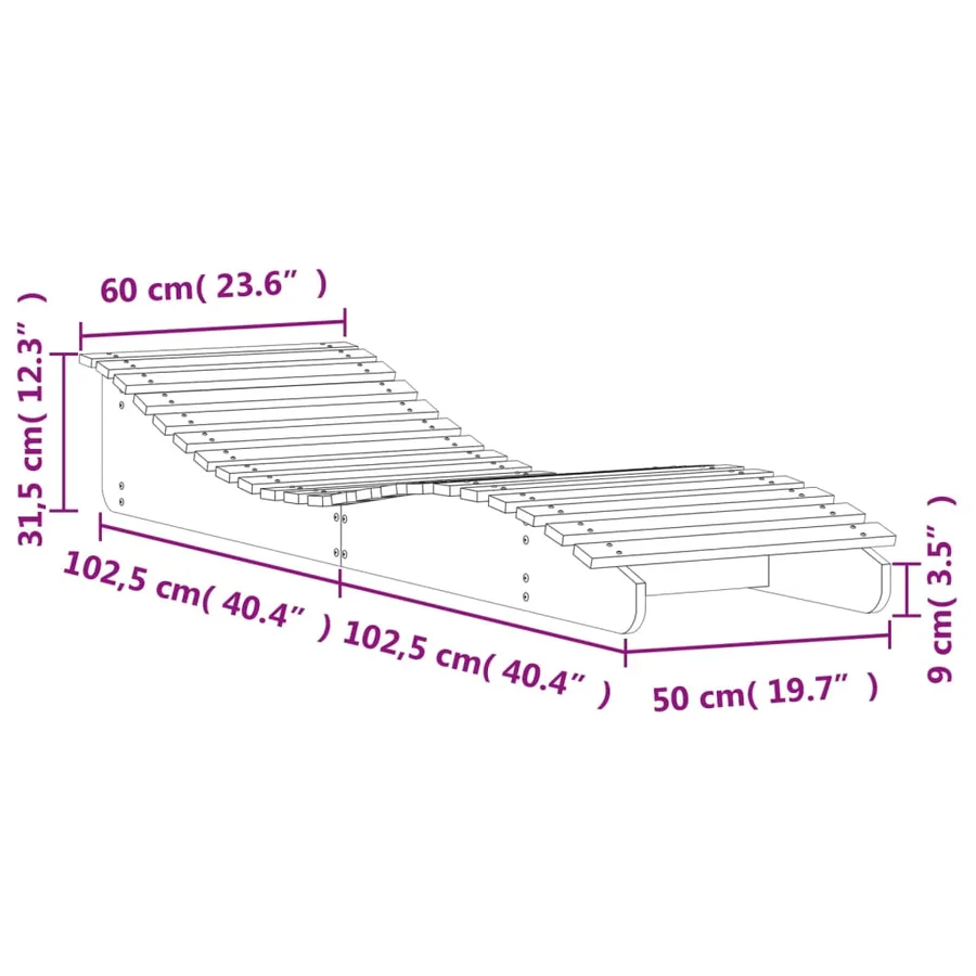 Chaise longue 205x60x31,5 cm bois massif de douglas - 9
