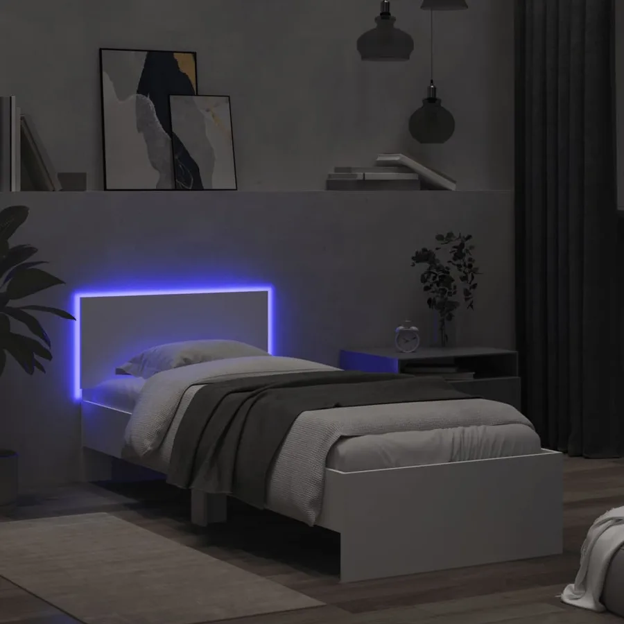 Cadre de lit sans matelas avec lumières LED blanc 75x190 cm - 5