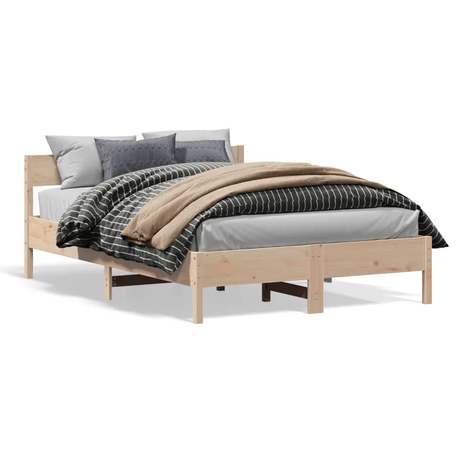 Cadre de lit sans matelas 140x190 cm bois de pin massif - 2