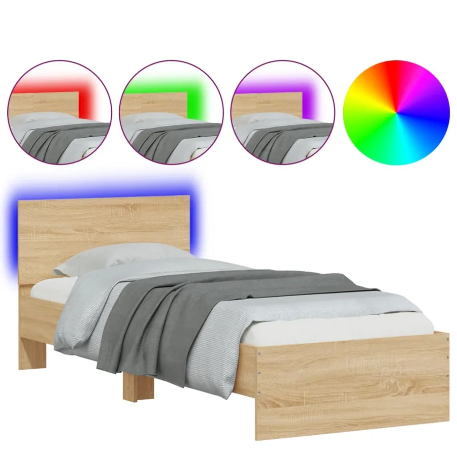 Cadre de lit sans matelas avec lumières LED 75x190 cm - 2