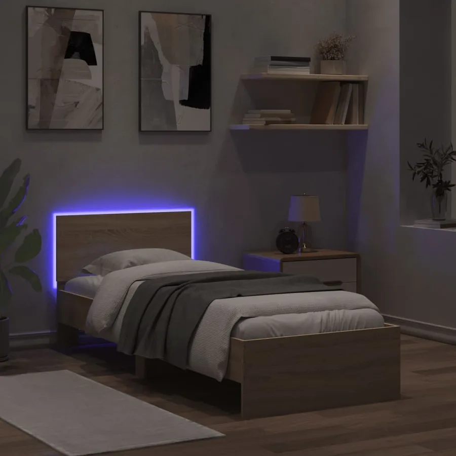 Cadre de lit sans matelas avec lumières LED 75x190 cm - 5