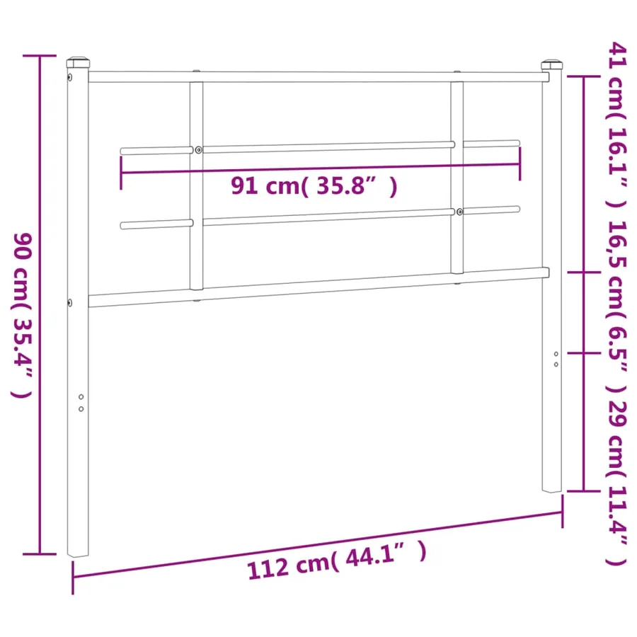 Tête de lit de remplacement métal noir 107 cm - 6